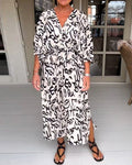 Letter print v-neck dress