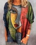 Figure print long sleeve top