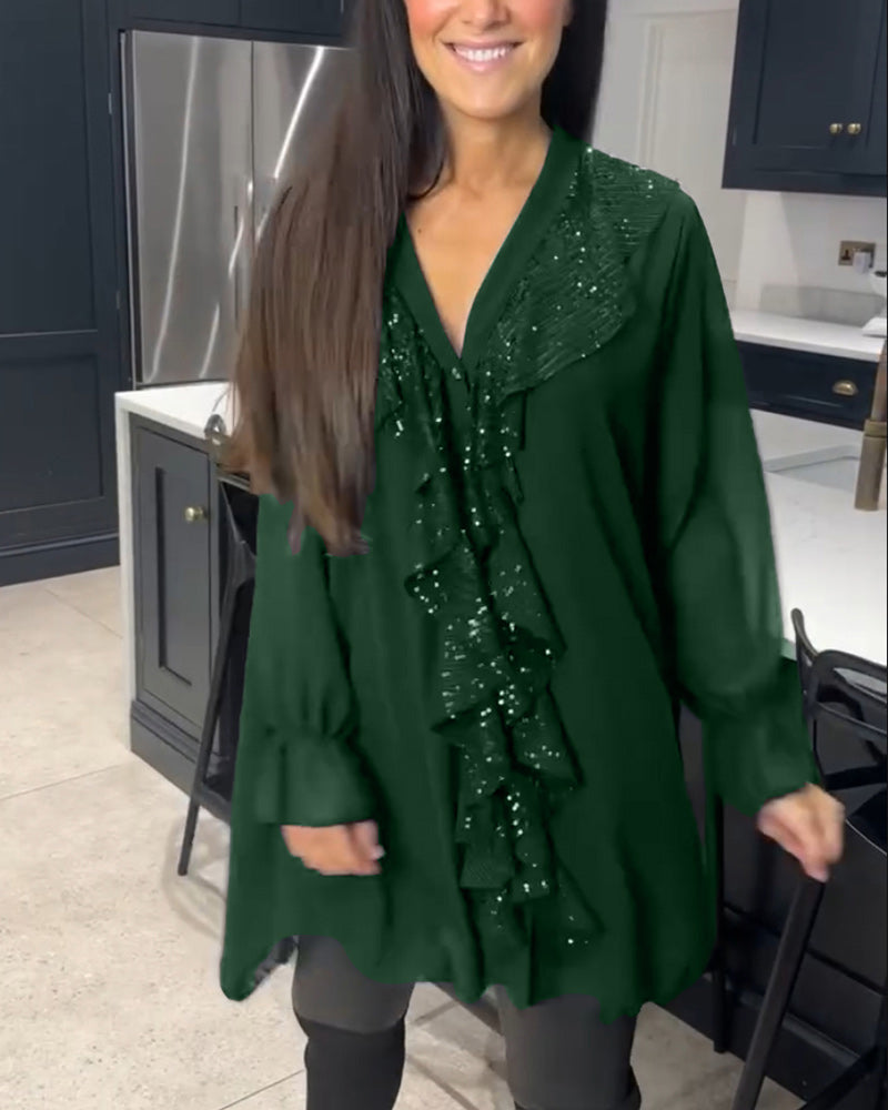 Ruffled elegant style blouse