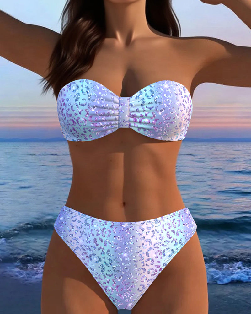 Leopard Print Bandeau Bikini