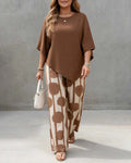 Loose-Fitting Casual Printed Wide-Leg Pants Suit