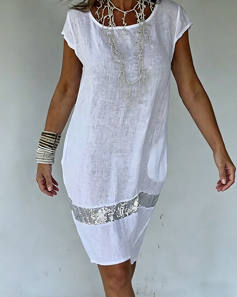 Round Neck Short Sleeves Dress