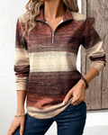 Stand Collar Half-Zip Gradient Sweatshirt