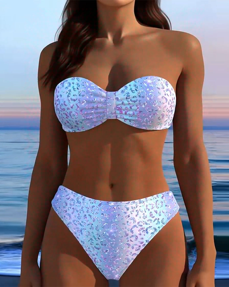 Leopard Print Bandeau Bikini