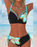 Bralette Lace-Up Printed  Bikini