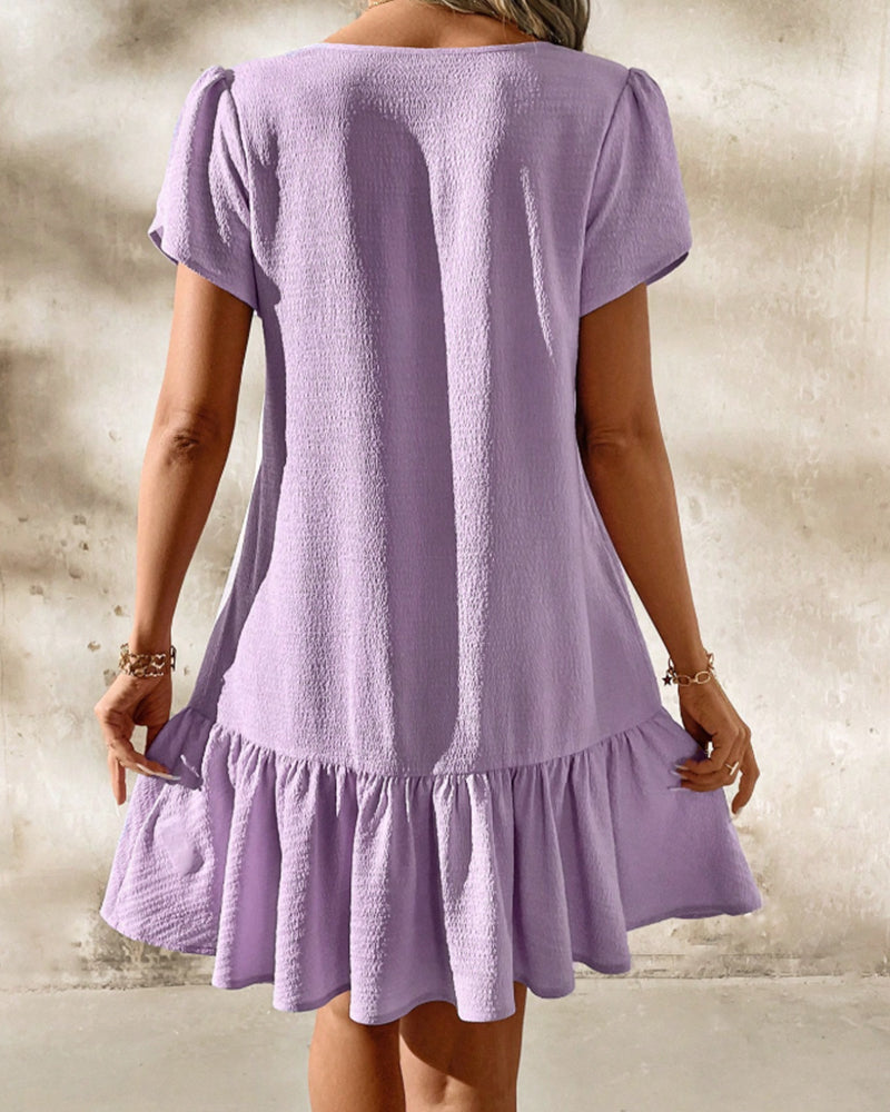 Elegant A-Hem Puff Sleeves Dress