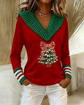 V-Neck Christmas Tree Sweatshirt