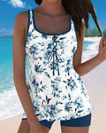 Printed Body-Covering Boxer Briefs Tankini