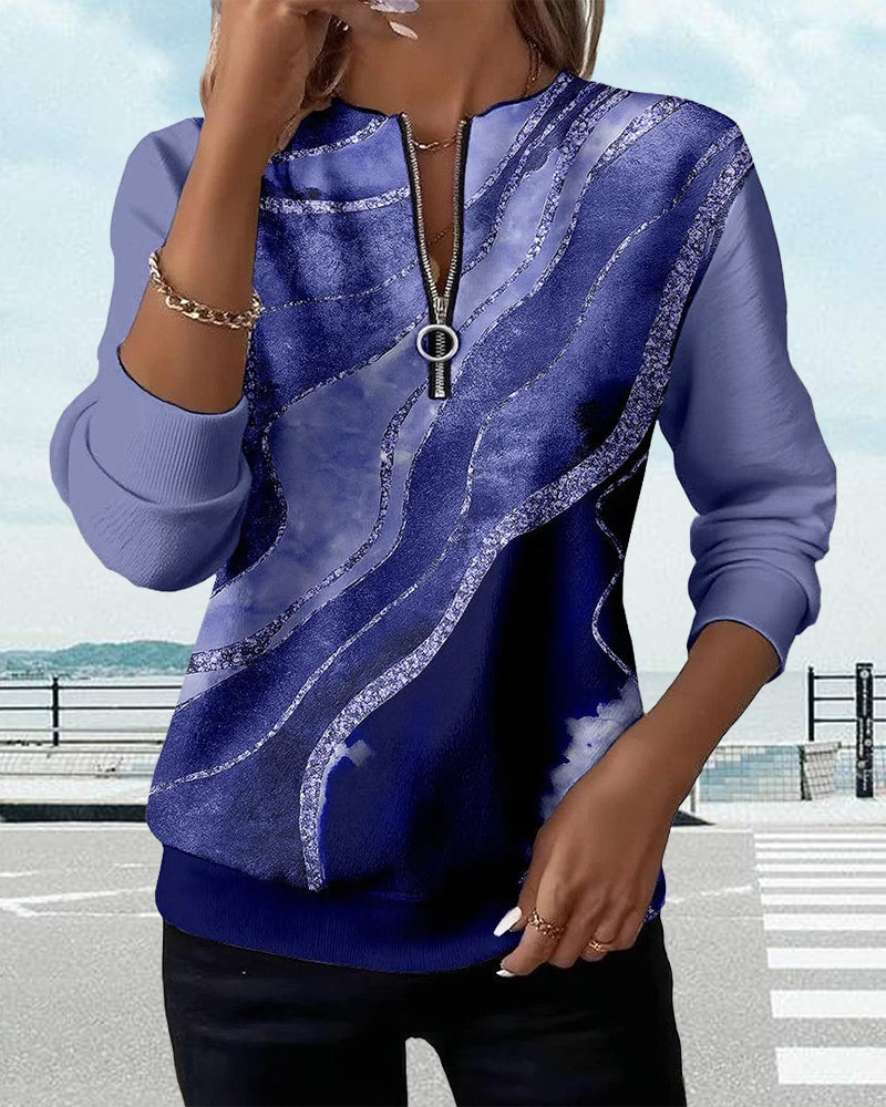 Half-Zip Vintage Print Sweatshirt