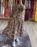 Printed button-stitched loose dress
