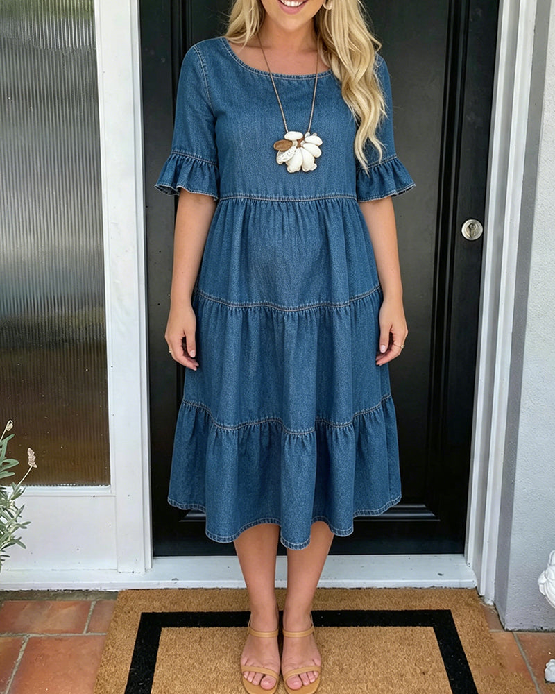 Ruffled Crew Neck Dress