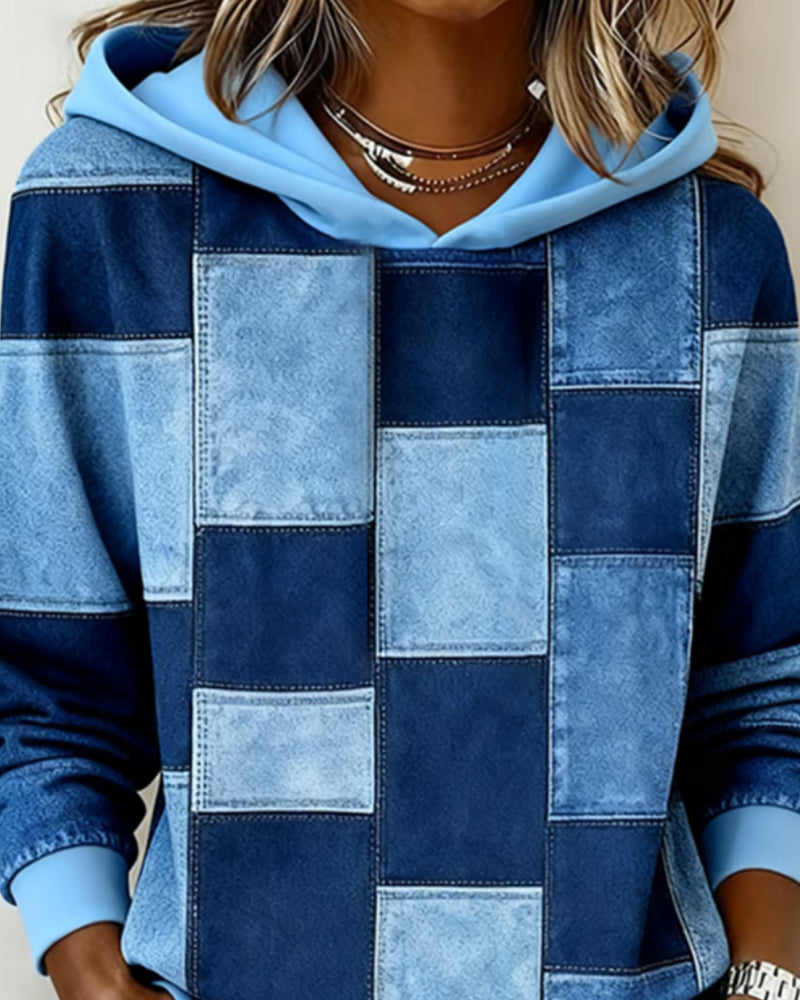 Stylish Plaid Long-Sleeved Hoodie