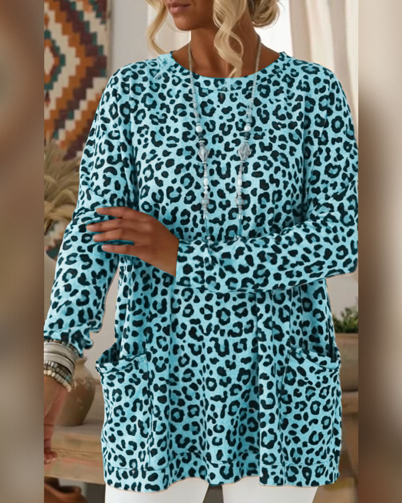 Leopard Print Round-Neck Top