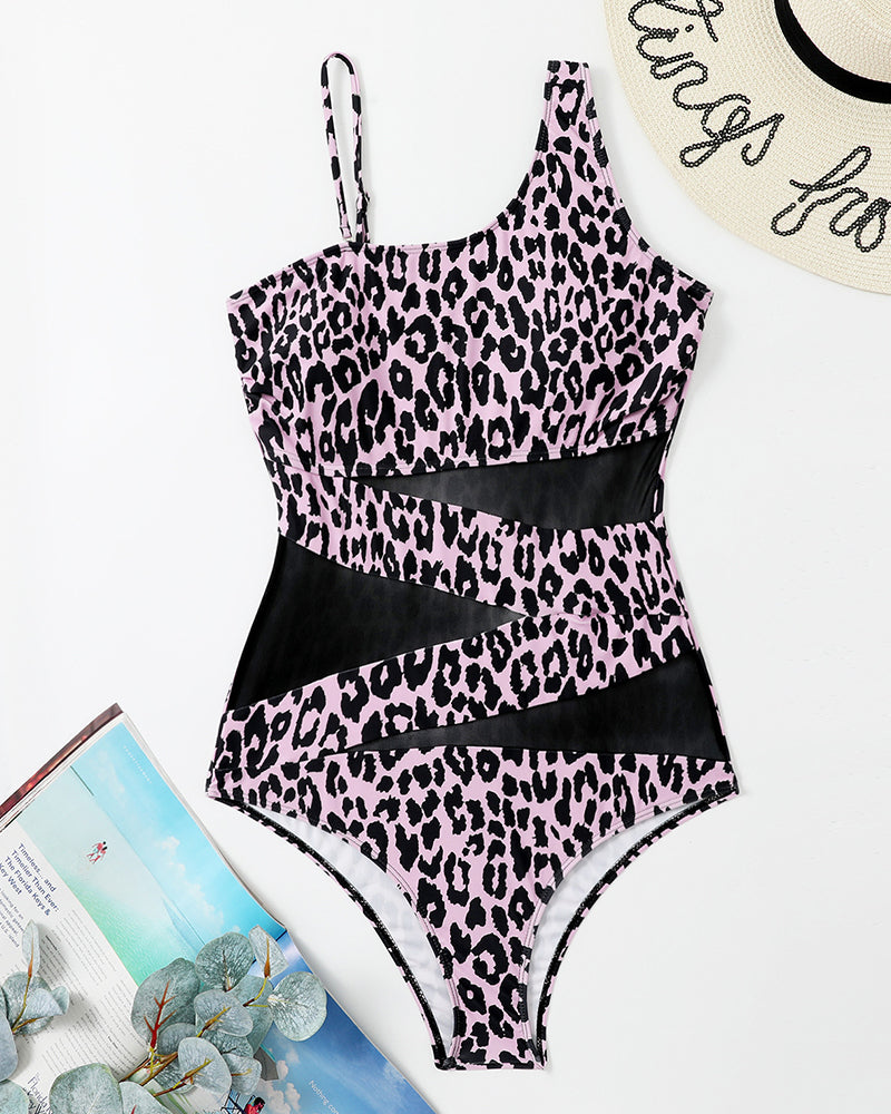 Sexy Spliced Off-Shoulder One-Piece Swimsuit