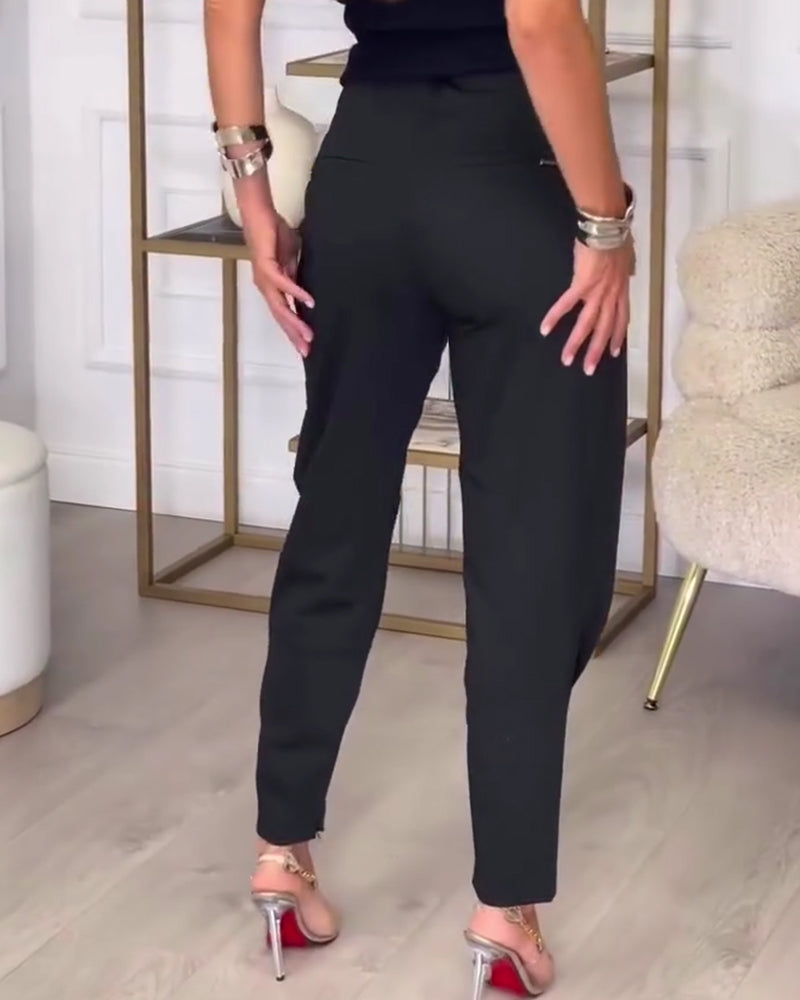 Wrap-Style Small-Foot Casual Pants