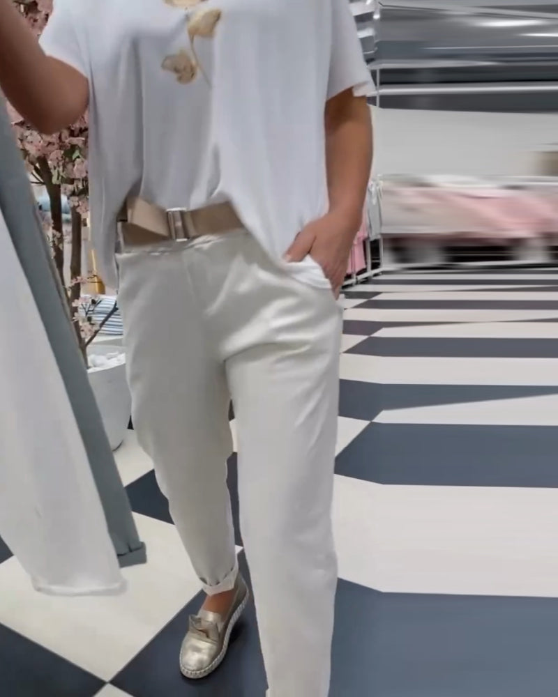 White casual pants