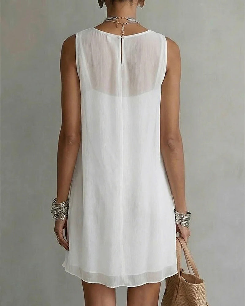 Camisole Dress Draped Neck Cardigan Two-Piece Set
