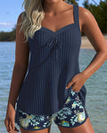 Striped Two-Piece Beach Shorts Tankini