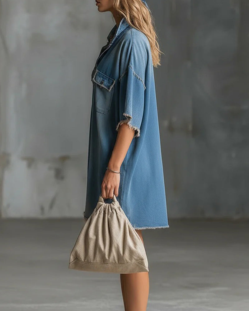 Casual Lapel Denim Dress