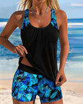 Sleeveless Tank Top Square-cut Tankini