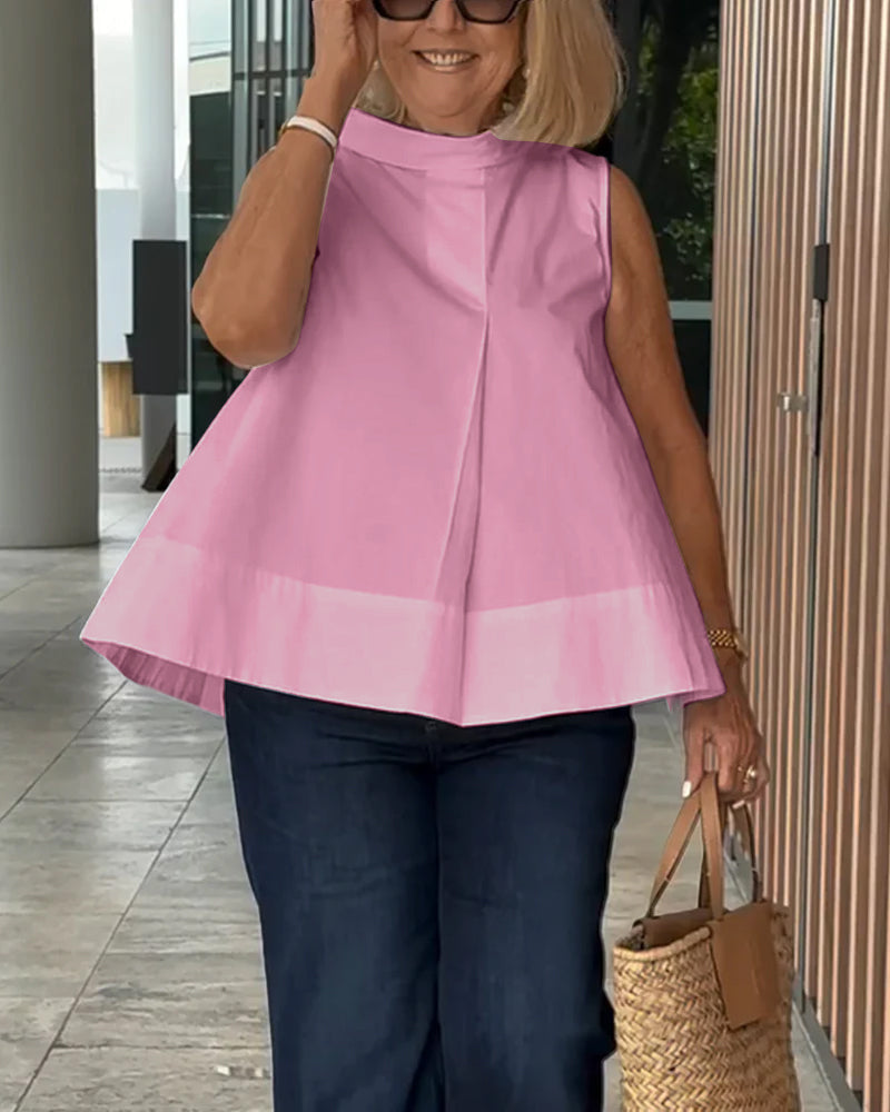 Sleeveless Solid Color Simple Blouse