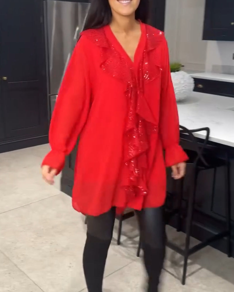 Ruffled elegant style blouse