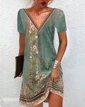Floral Print Dress with Short Sleeves