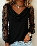 Drape Collar Patchwork Top