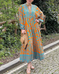 Premium printed casual long dress