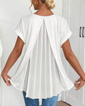 Short-Sleeved Solid Color Patchwork T-Shirt
