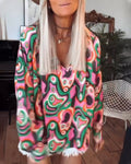 Print v-neck blouse