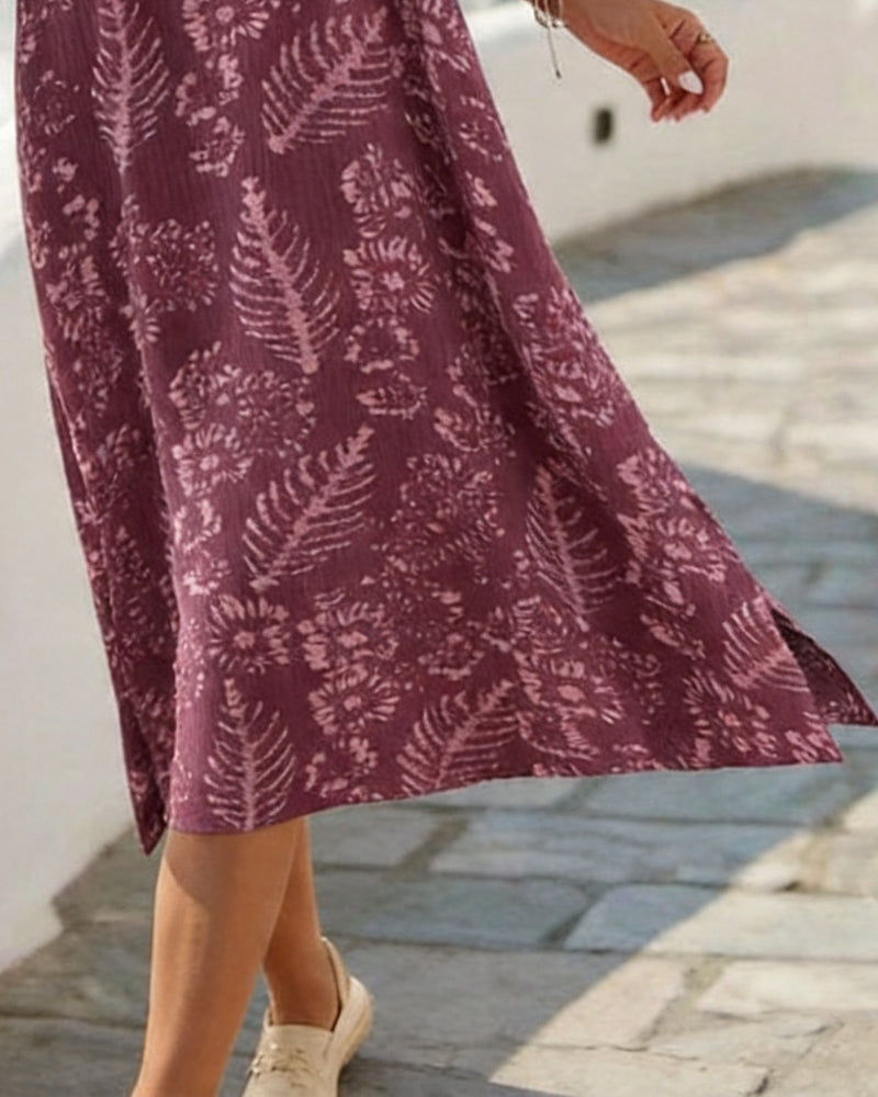 V-Neck Short-Sleeve Printed Dress