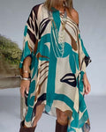 Asymmetrical Print Loose Casual Dress