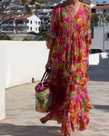 Ruffled V-Neck Dress