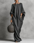 Round Neck Loose Dolman Sleeve Long Dress
