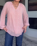 Printed Lantern Sleeve Long-Sleeved Blouse