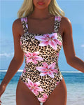 Leopard And Lily Print One-Piece