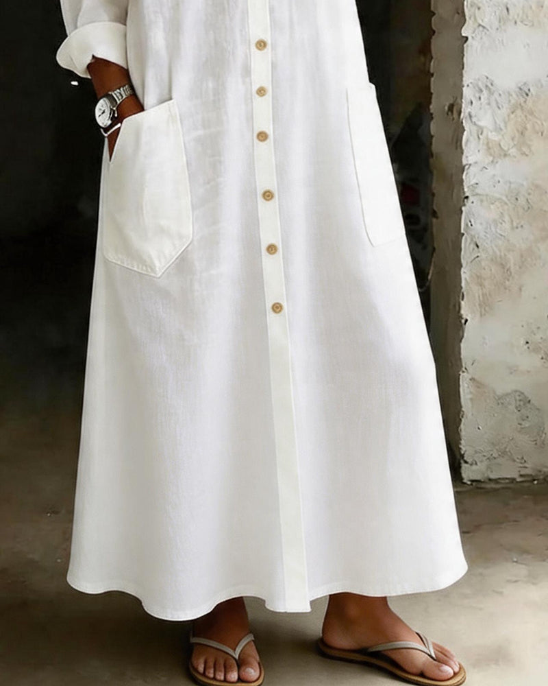 Lapel Pocket Shirt Dress