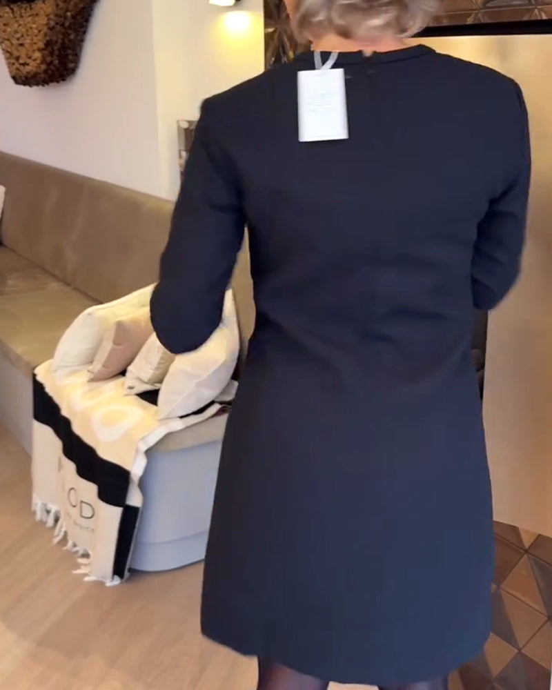 Elegant And Slimming Long-Sleeved Dress