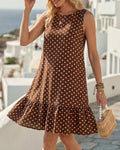 Polka Dot Sleeveless A-Hem Dress