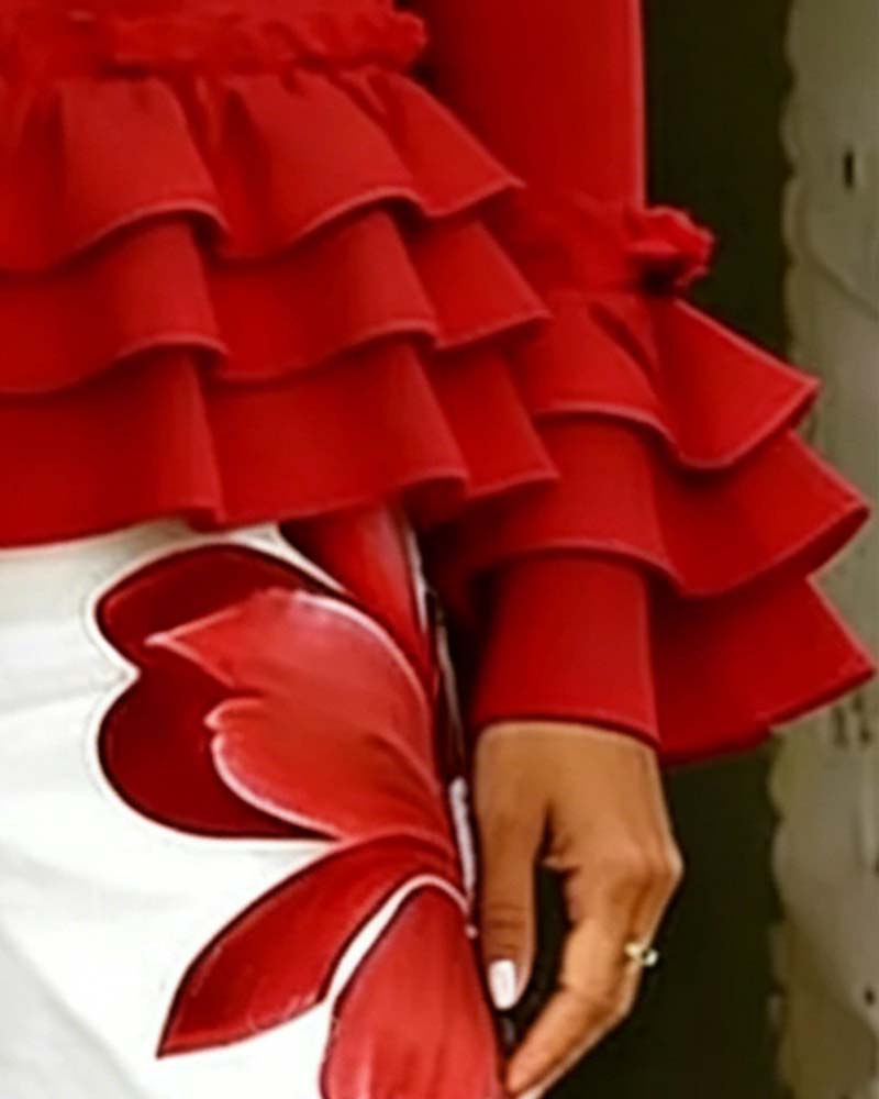 Multi-Layer Ruffle Round Neck Blouse