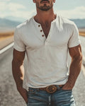 Men's Button Placket Short Sleeve T-Shirt