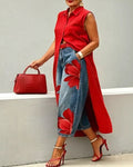 Lapel Sleeveless Shirt Dress