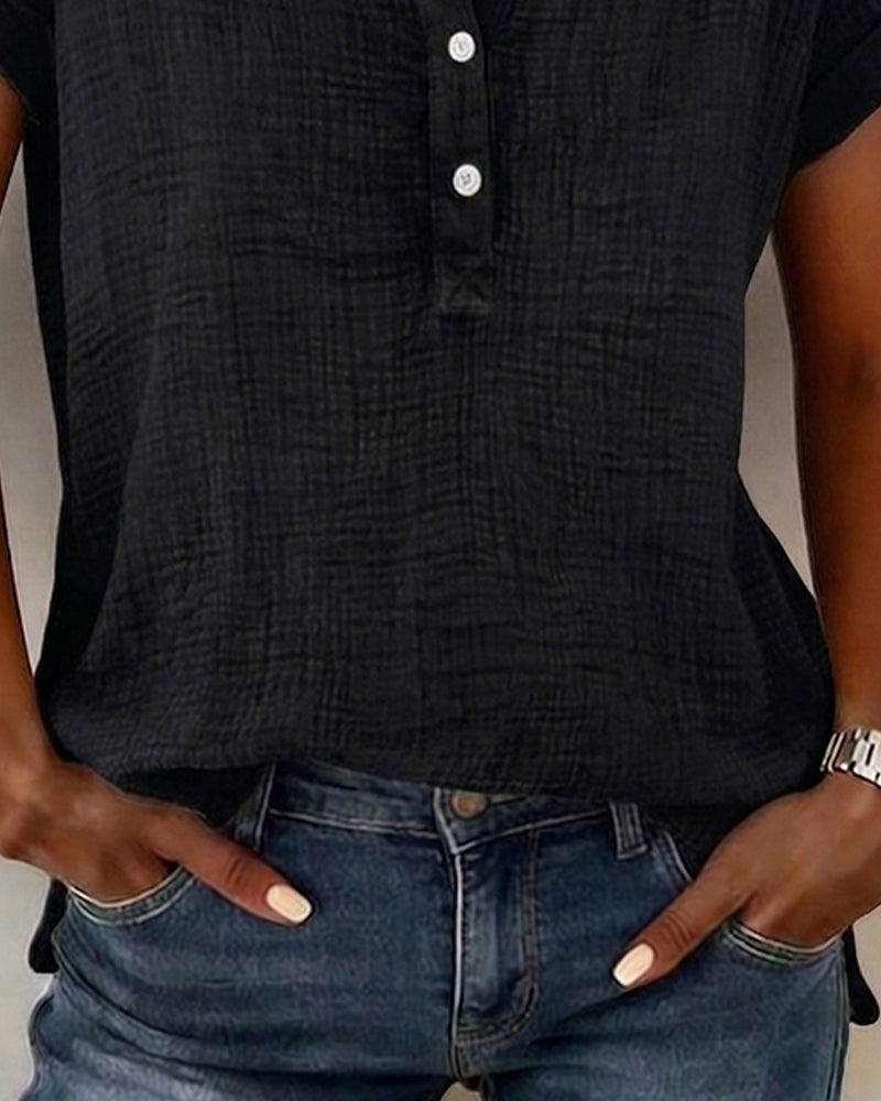 Button-Down V-Neck Striped Shirt
