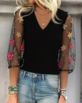 Elegant Lace and Mesh Blouse