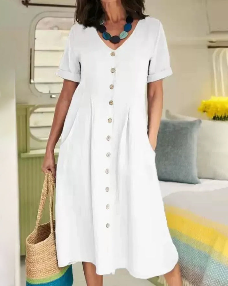 Casual Single-Breasted Dress