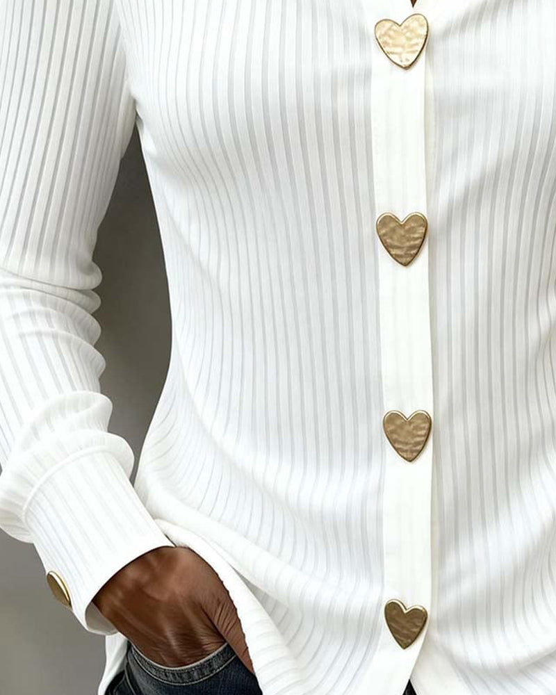 Heart-Shaped Button-Down Collar Shirt
