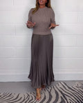 Casual contrast color patchwork pleated dress