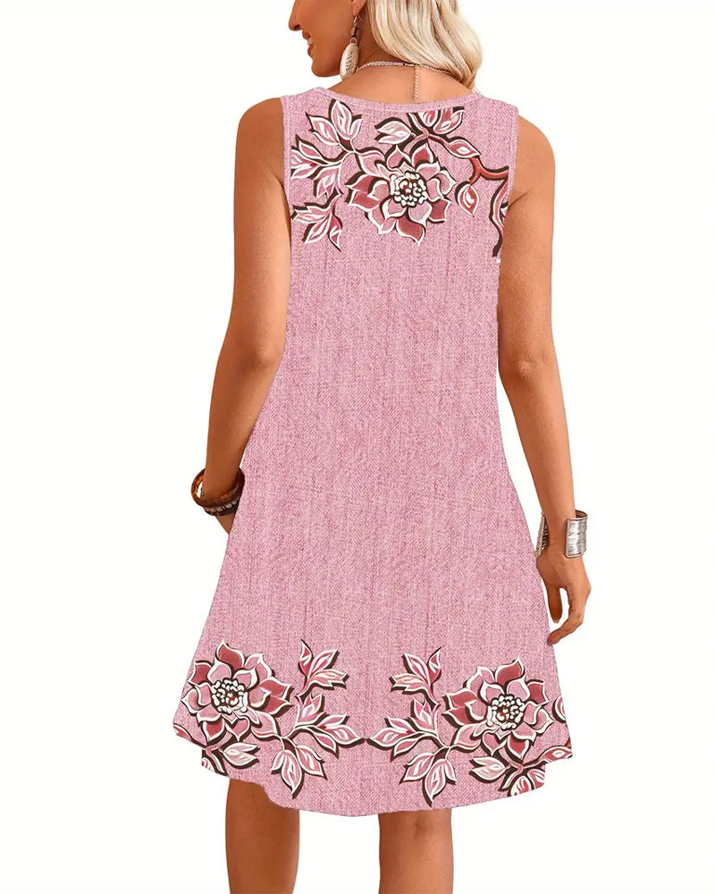 sleeveless Imitation Denim Dress