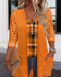 Faux Two-Piece Plaid Top
